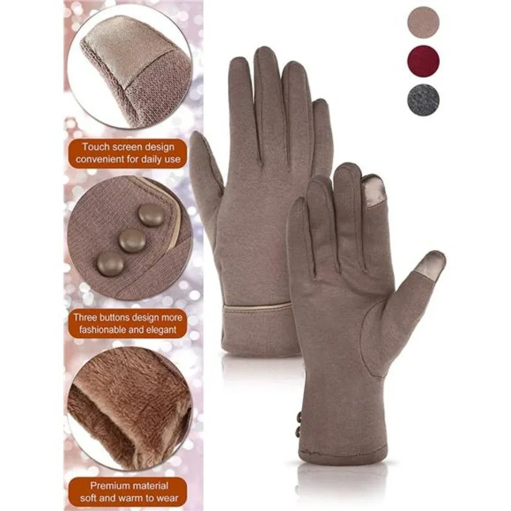 3 Pairs Women Winter Gloves Warm Touchscreen Gloves
